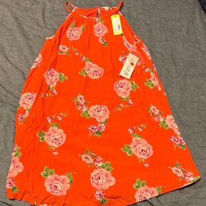 Bright Orange Floral Kids Dress